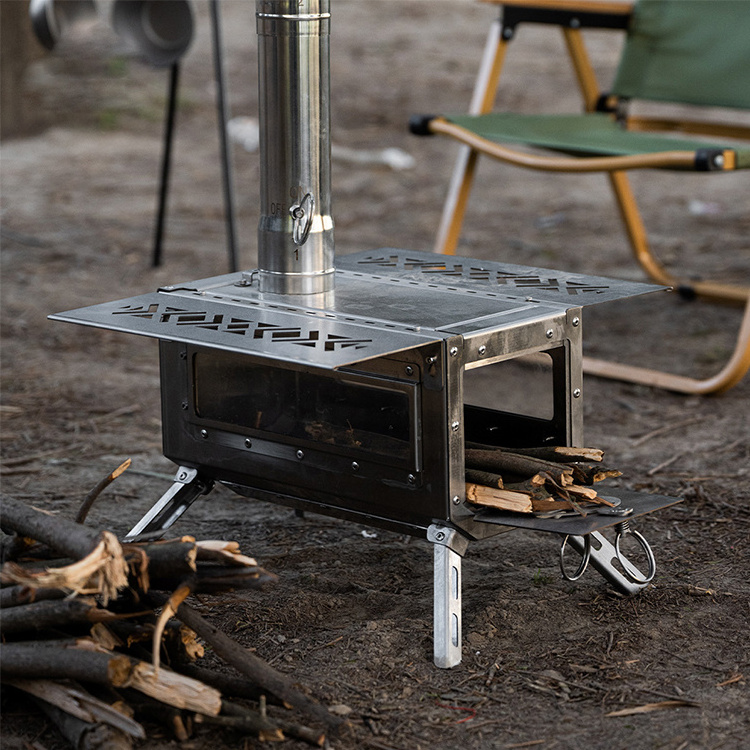 Stainless Steel Tent Wood Stove Camping Portable Barbecue Smoke Stove