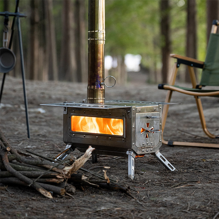 Stainless Steel Tent Wood Stove Camping Portable Barbecue Smoke Stove