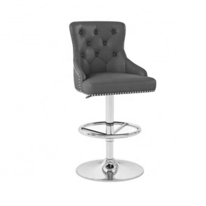 luxury high quality  stainless steel meter swivel silver leather bar chair stool