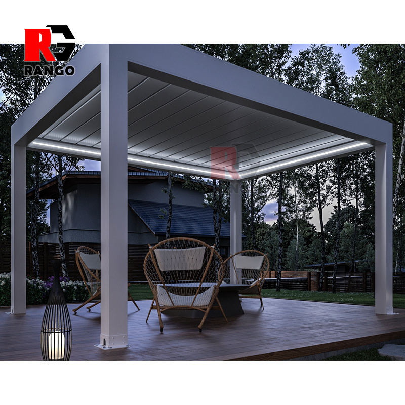 Factory Price OEM Outdoor Waterproof Pergola Sunshade Patio Aluminium Louver Roof Pergola Garden Gazebo