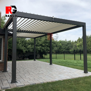 12X16 Galvanized Steel Modern Design Bioclimatic Louvered Roof Pergola With Led Light