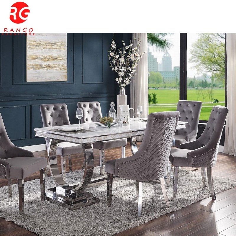 Foshan factory epoxy dining table wood table dining travertine dining table with 6 chairs