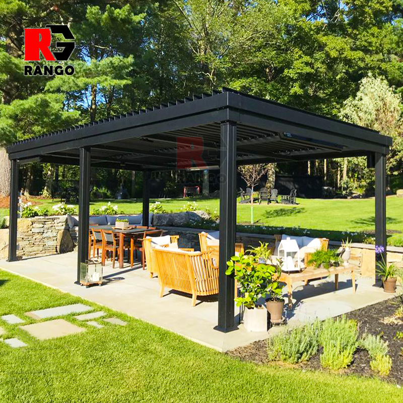 Customized Outdoor Motorized Waterproof Pergola Garden Louver Aluminum Roof Gazebo Pergola Summer Chemical Aluminium Support