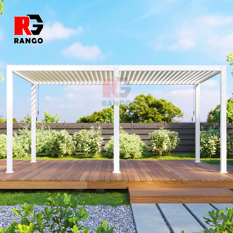 Customized Outdoor Motorized Waterproof Pergola Garden Louver Aluminum Roof Gazebo Pergola Summer Chemical Aluminium Support