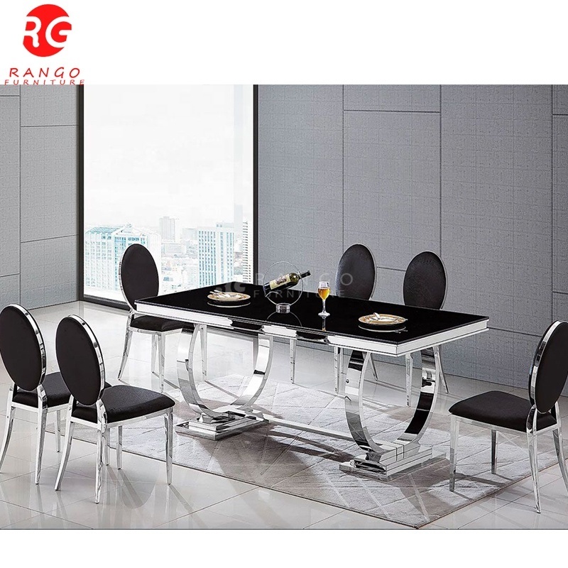 Foshan factory epoxy dining table wood table dining travertine dining table with 6 chairs