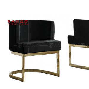 Restaurant dining chair black velvet dining chair gold armrest dining chair