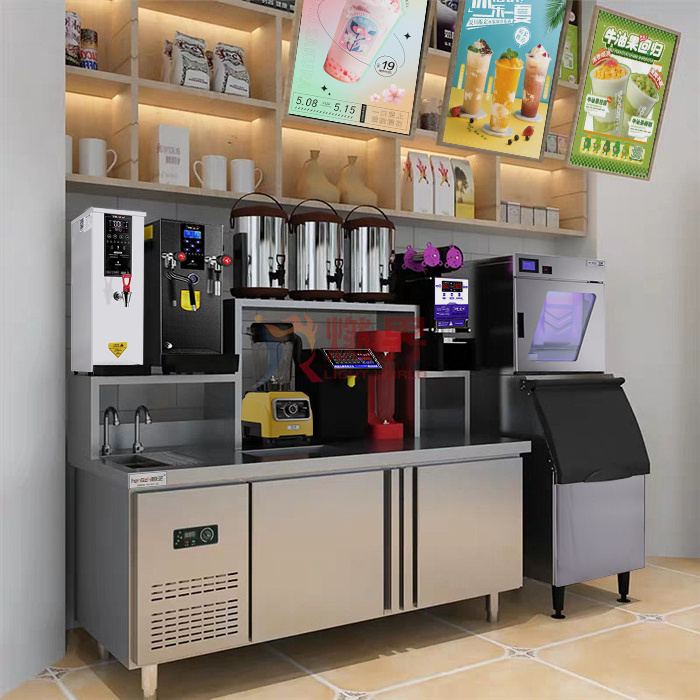 Professional All Set Bubble Tea Equipment Customize Drink Station Bubble Tea Table Milk Tea Shop Counter Design