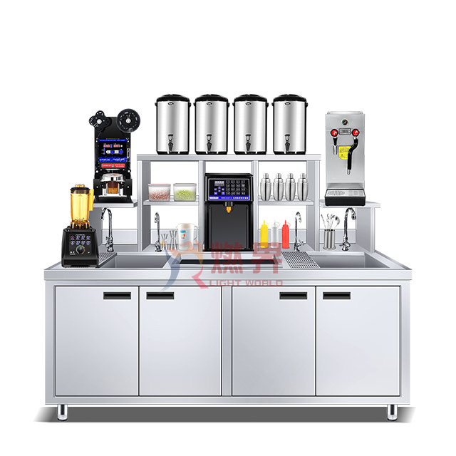 Professional All Set Bubble Tea Equipment Customize Drink Station Bubble Tea Table Milk Tea Shop Counter Design