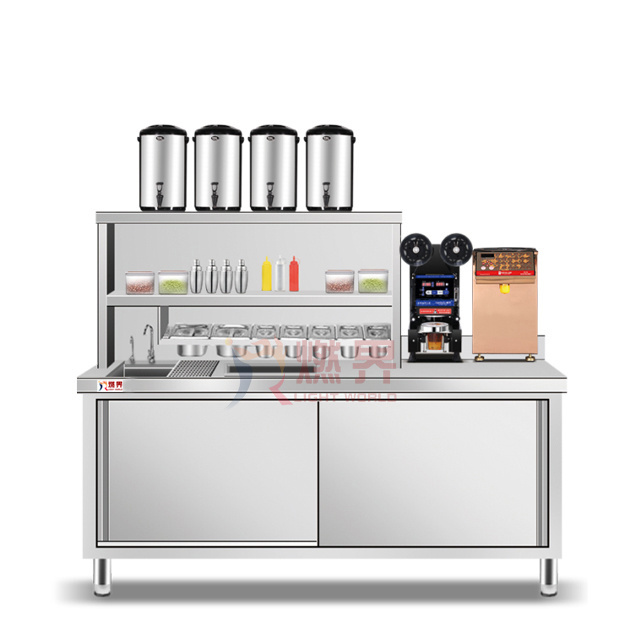 Professional All Set Bubble Tea Equipment Customize Drink Station Bubble Tea Table Milk Tea Shop Counter Design