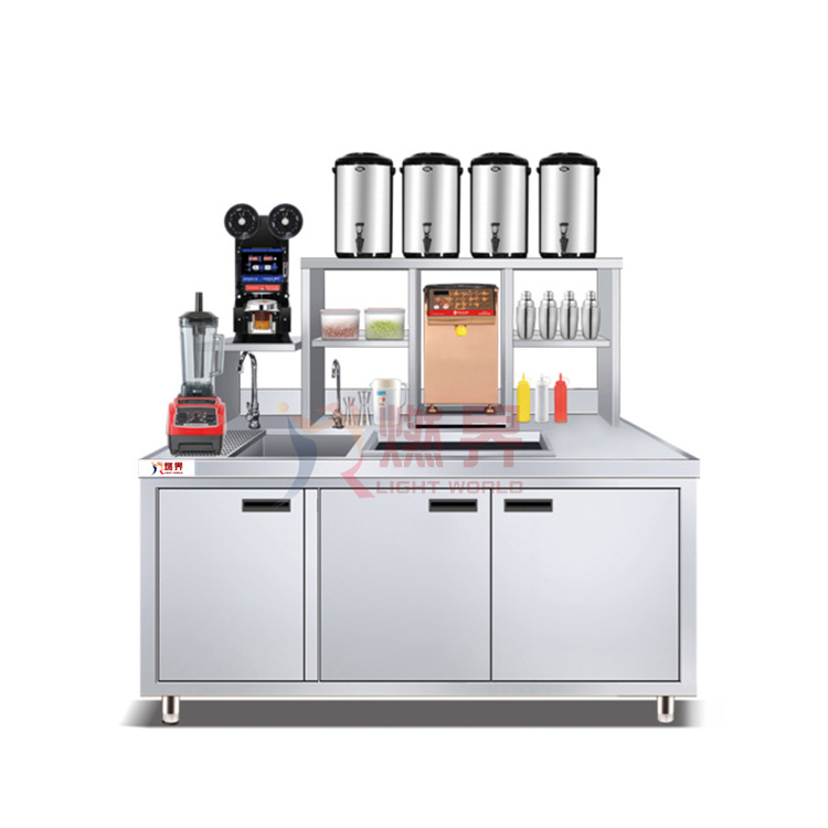 Commercial Stainless Steel Milk Tea Shop Counter Design Bubble Tea Machines And Equipments