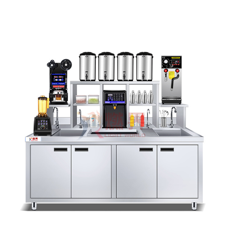 Commercial Stainless Steel Milk Tea Shop Counter Design Bubble Tea Machines And Equipments