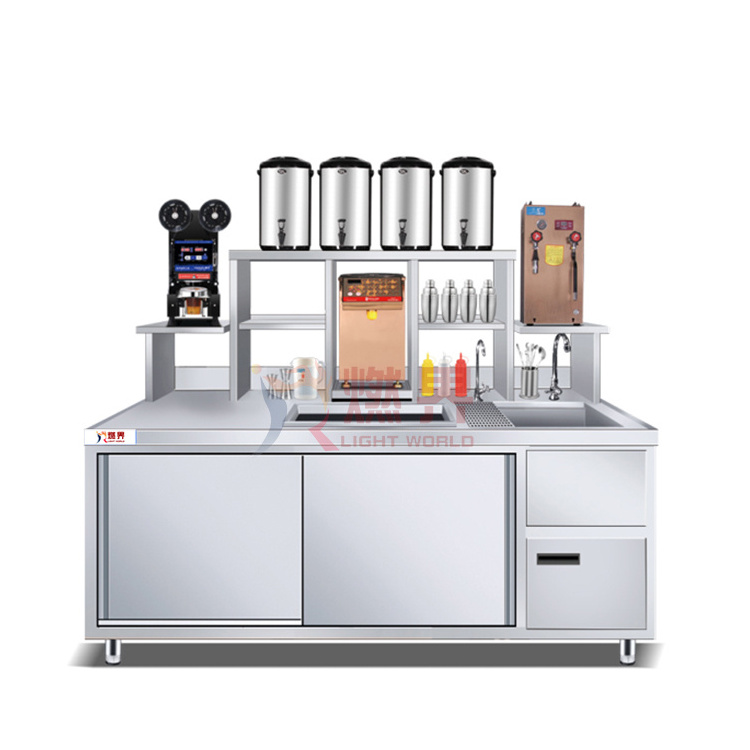 Commercial Stainless Steel Milk Tea Shop Counter Design Bubble Tea Machines And Equipments