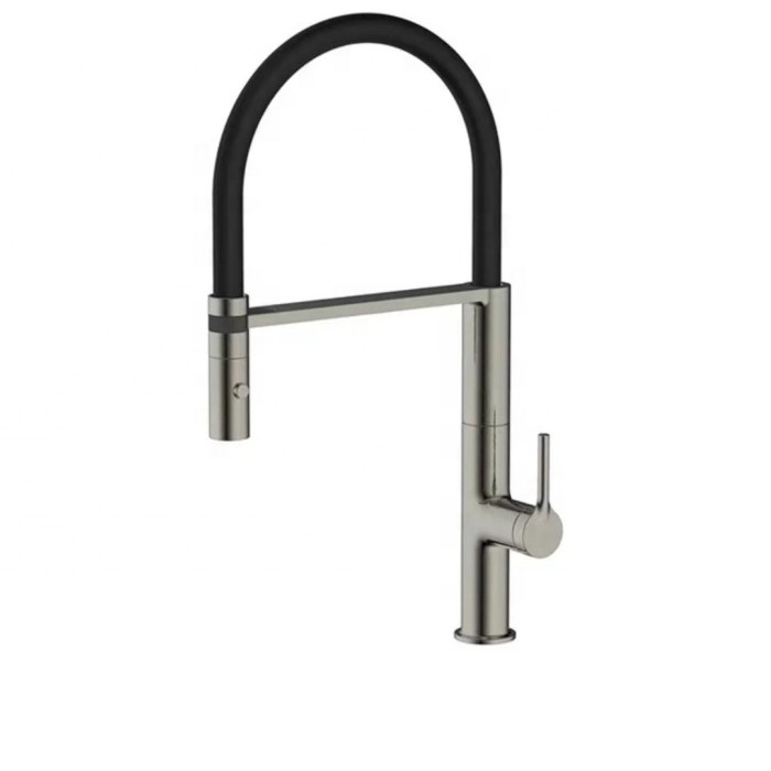 Black Kitchen Faucet with Pull Down Sprayer Stainless Steel Single Handle Pull Out Faucets Dual Function for Farmhouse Camper