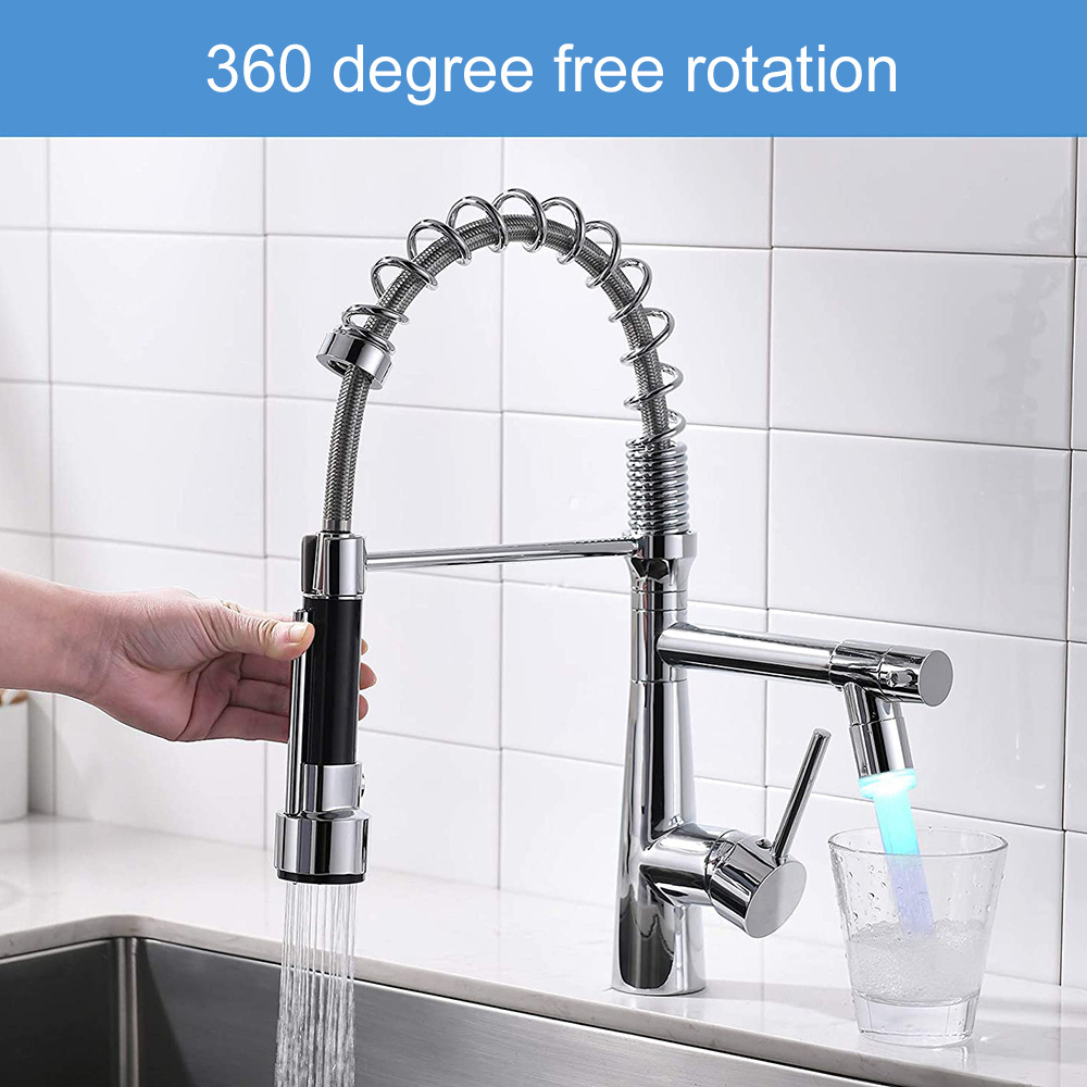 Contemporary  Kitchen Sink Faucet with Pull Down Sprayer, High Arch Commercial Stainless Steel Single