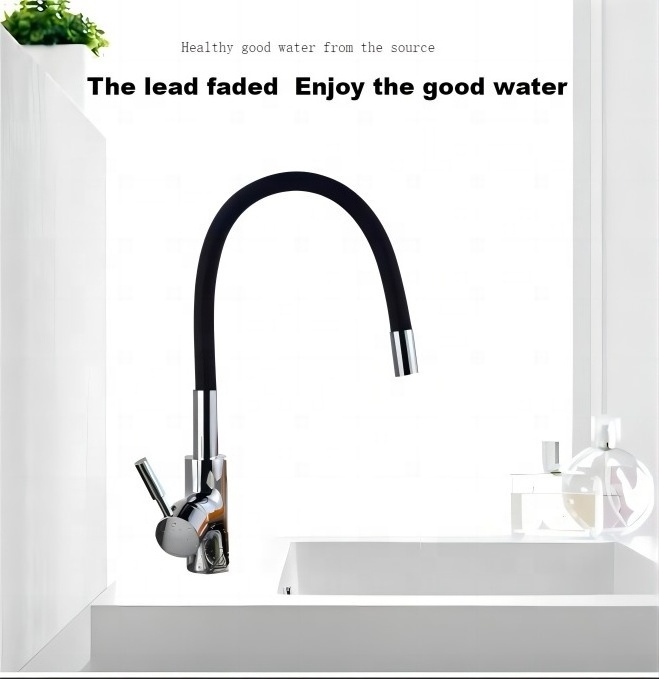 Kitchen sink mixer tap brass copper hot cold water single lever silicon spout kitchen faucet