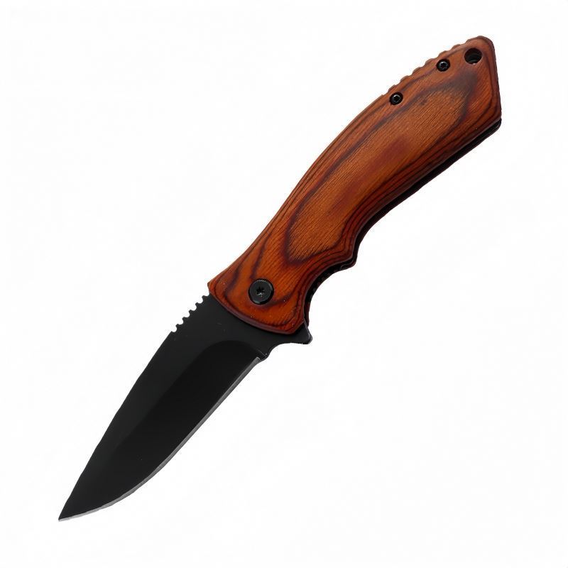 Customized Wholesale Portable Outdoor Folding Sharp Self-Defense Camping Hunting Survival Tactical Wood Handle Knife