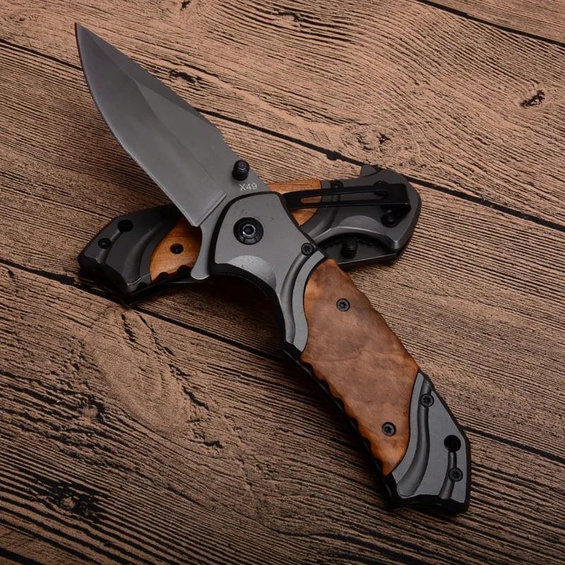 8.0'' Knives Steel Folding Pocket Knife Hunting Wood Handle Father Gift  Outdoor Survival Combat Knifes