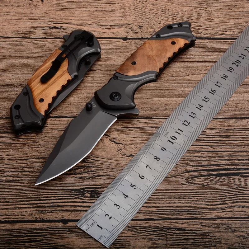 8.0'' Knives Steel Folding Pocket Knife Hunting Wood Handle Father Gift  Outdoor Survival Combat Knifes