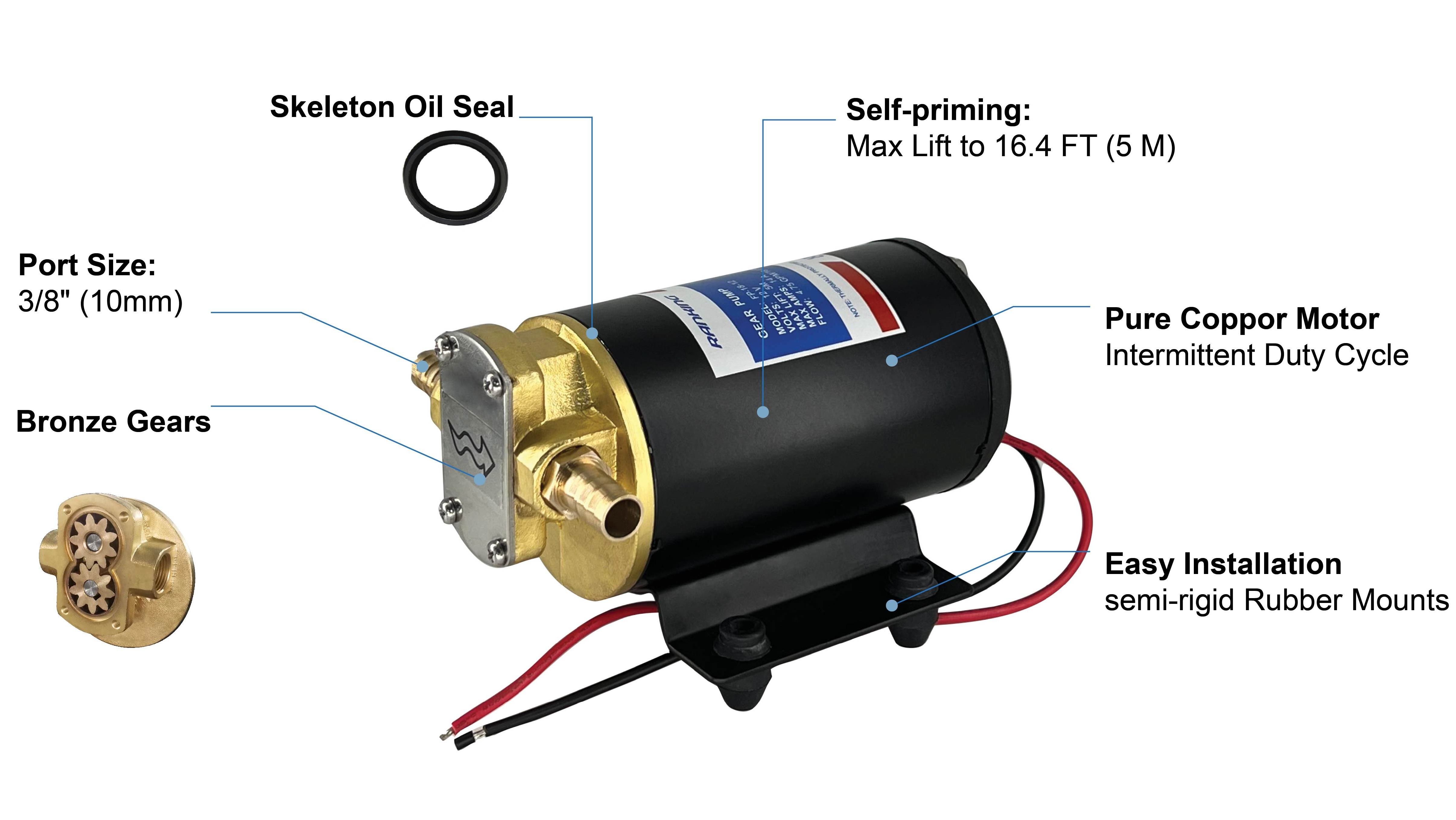 RANKING* 18LPM DC 12V Oil Transfer Pompa Mix Lift 12m  For Thick Corrosion Chemical Liquid Pump With Stainless Steel Shafts