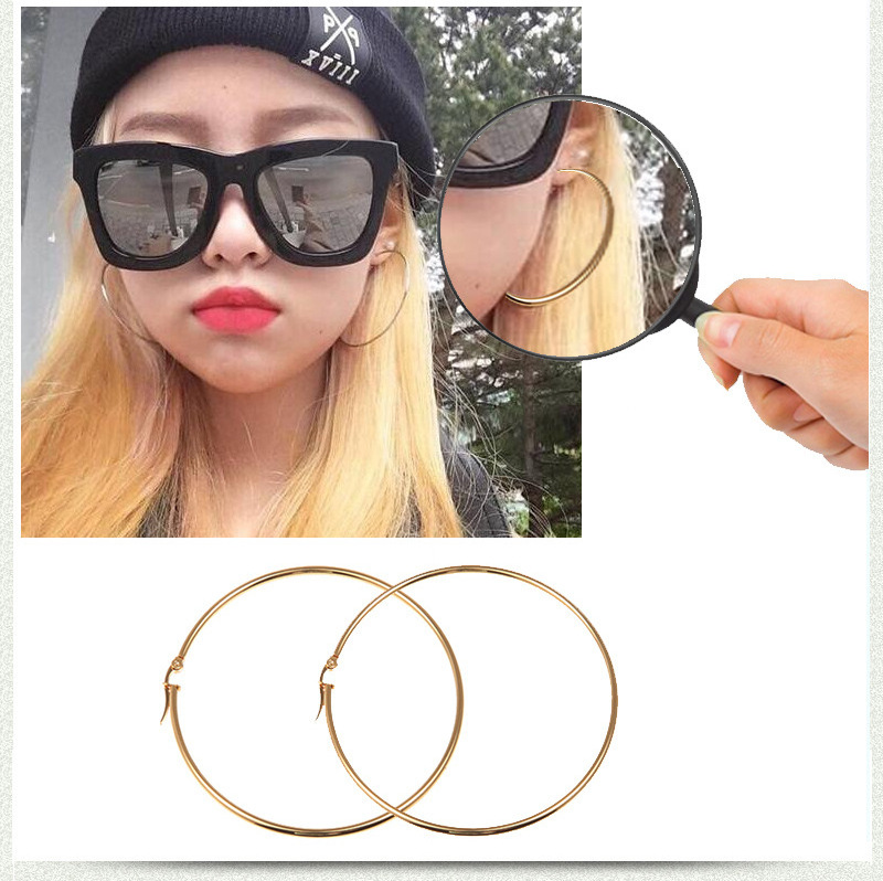 Gold Plated Size 2cm-7cm  Hoop Earrings for Women Sensitive Ears Stainless Steel Earring Hoop