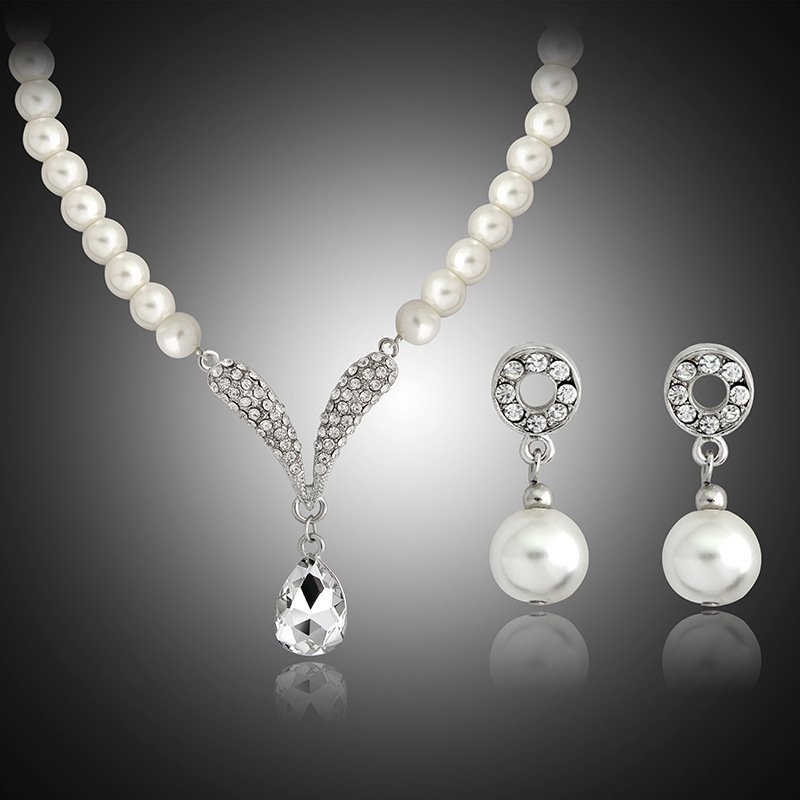 Hot Selling Wedding Jewelry Set Pearl Necklace Earring Set Bridal jewelry set