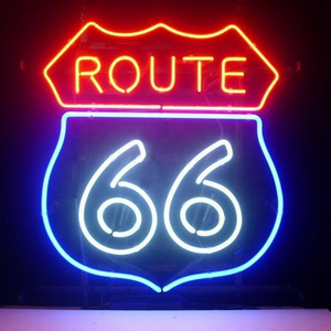 Route 66 Custom Neon Light Lamp Sign Beer Bar Handmade Real Glass Decorate Home Wall Room Windows Glass Neon Sign