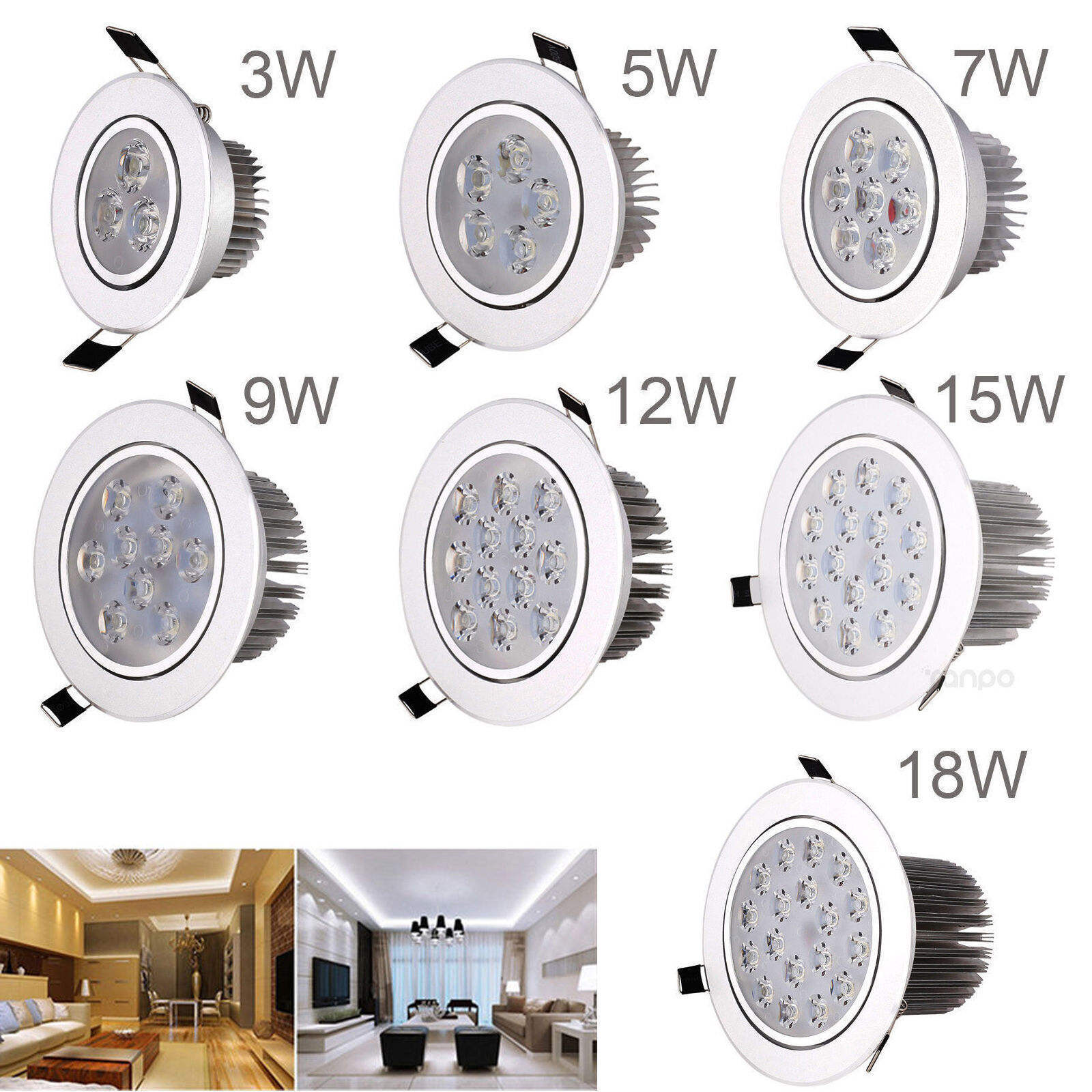 Dropshipping LED Recessed Downlight 3w 5w 7w 9w 12w 15w 18w ceiling light 220V dimmable downlight spotlight lamp for project