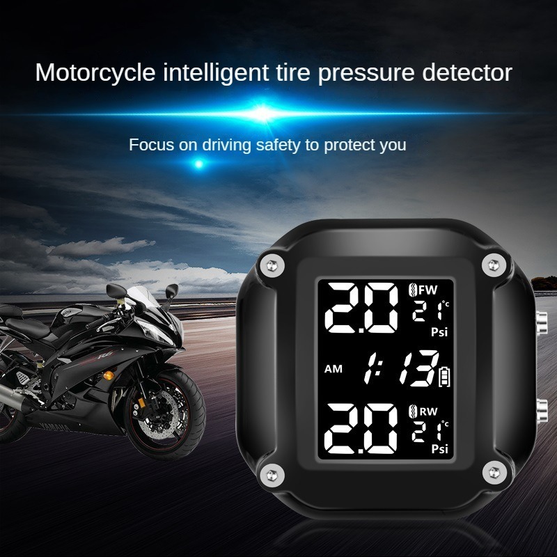 Tire Pressure Monitoring System TPMS with Solar Motorcycle 2 wheels Digital Wireless Real Time Tire External Sensor