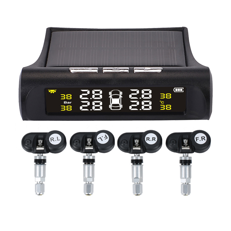 Wireless 0-3.7 Bar 0-54 PSI Simple TPMS Internal USB Solar TPMS Tyre Pressure Monitoring System For Cars Tire Pressure Sensor