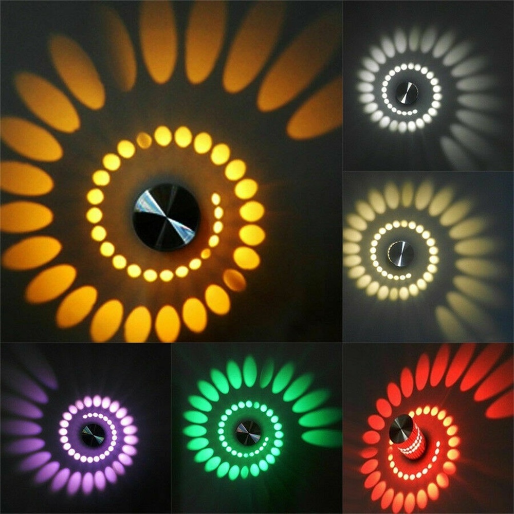 3W RGB LED Wall Light Spiral Lamp Remote Fixture Sconce For Home KTV Disco Bar Decor