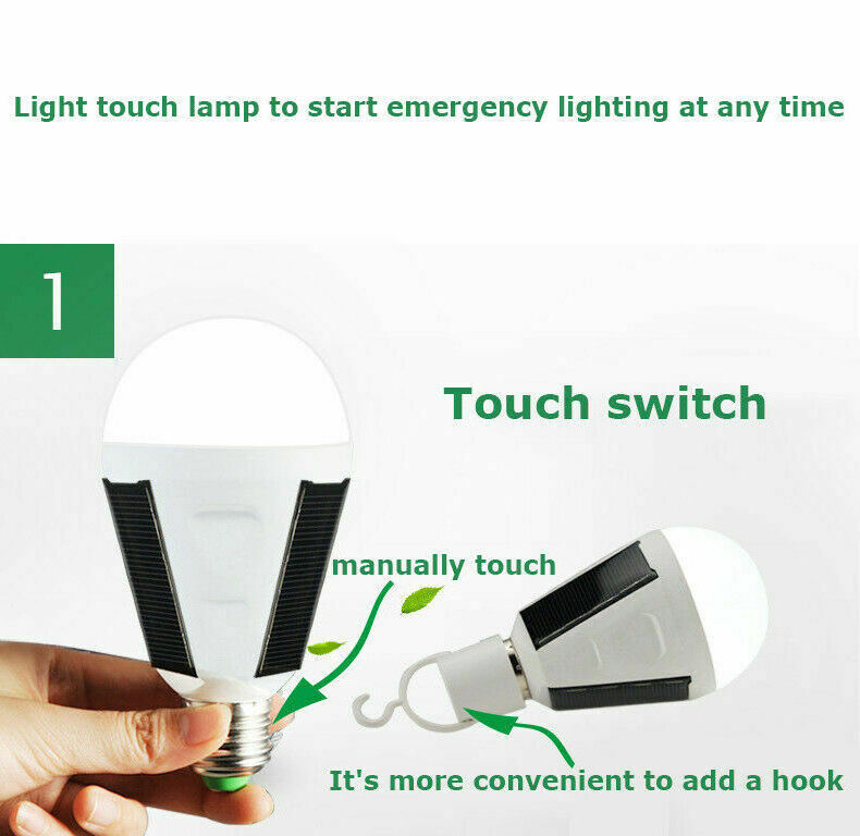 E27 7W 220V Solar LED Lights Outdoor Indoor Garden Portable Hanging Emergency Bulbs Lamp