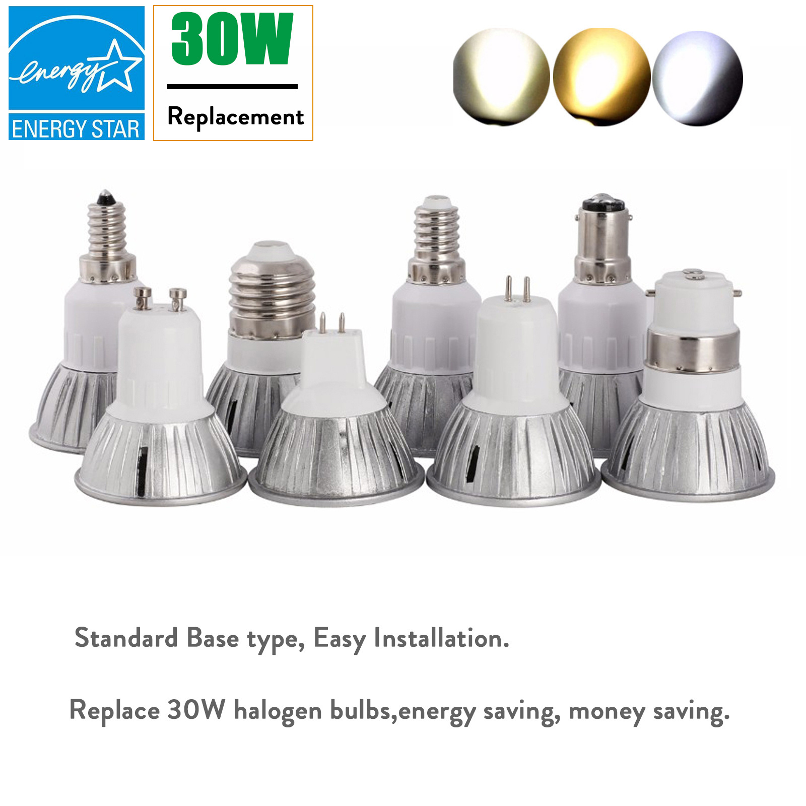 Dimmable LED Spot Light GU10 Spotlight Housing MR16 E14 E27 Bulb Lamp 3W Replace 30W Halogen Lamps 110V 220V 240V home design