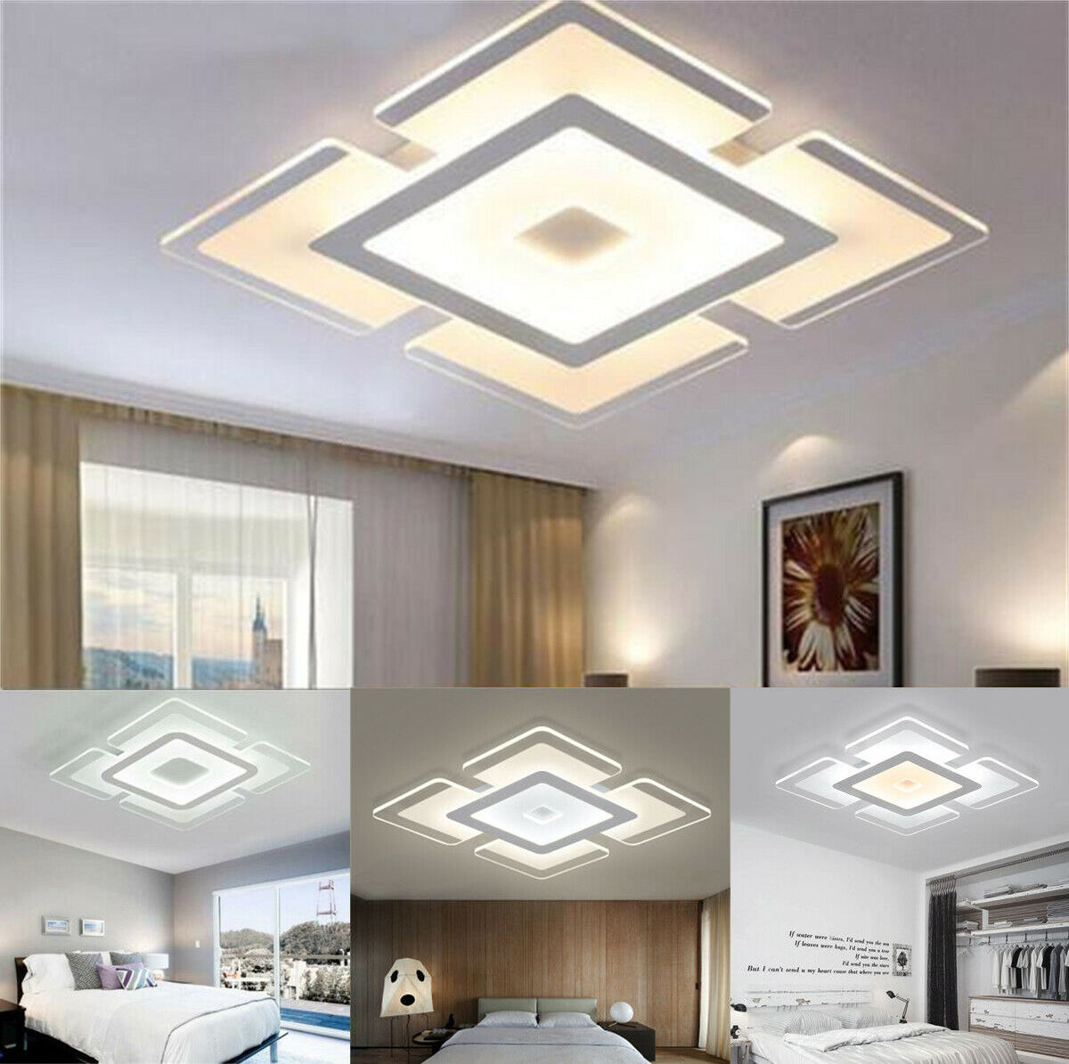 Elegant Acrylic Square Modern LED Ceiling Light For Bedroom Living Room Bedroom Home Decoration Lamp