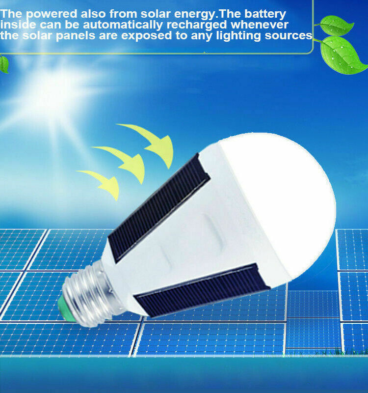 Portable LED Bulb Light Solar Powered Outdoor Garden Lights E27 7W Hanging Bulbs