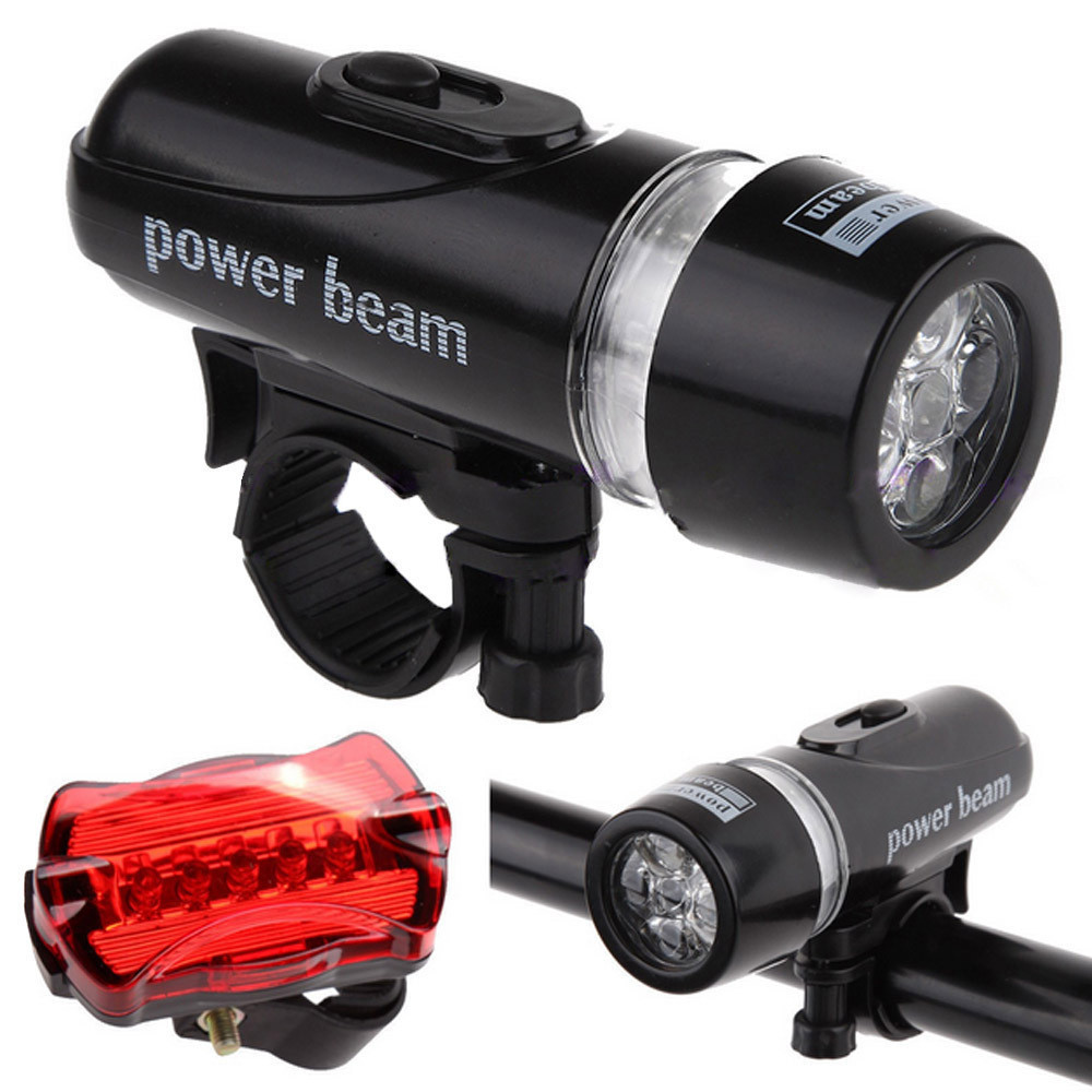 Outdoor 5 Led Bicycle Front Head light+Tail light Waterproof Lamp Flashlight LED Bicycle Bike Light Kits