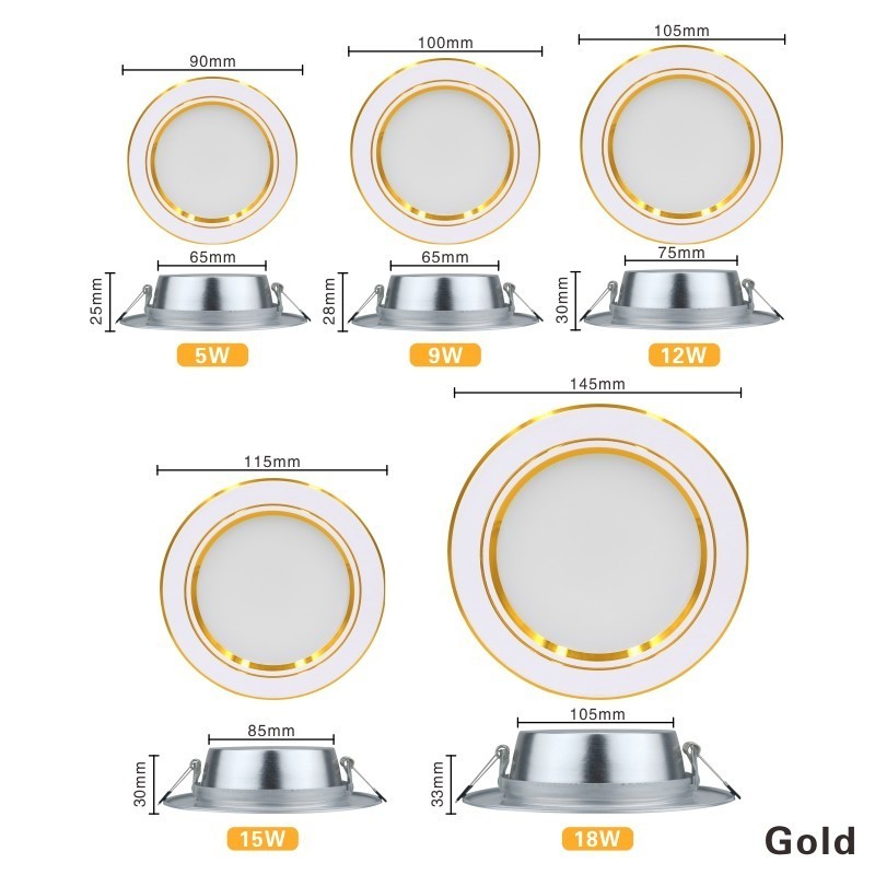 LED Downlight 5W 9W 12W 15W 18W Recessed Round LED Ceiling Lamp AC 220V 230V 240V Indoor Lighting Warm White Cold White