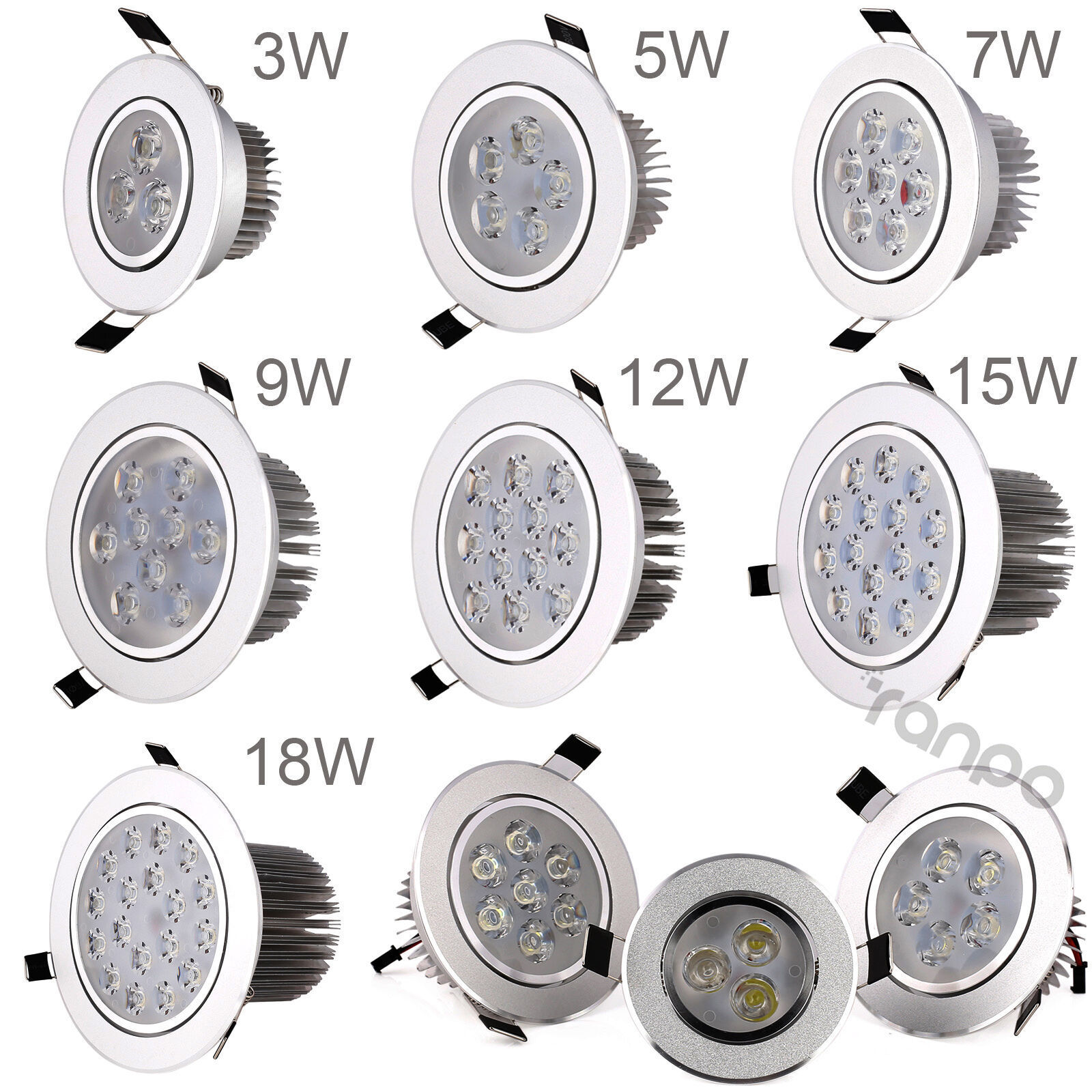 3W 5W 7W 9W 12W 15W 18W LED Dimmable Recessed Ceiling Down Light Lamp 85-265V Ceiling light with Driver