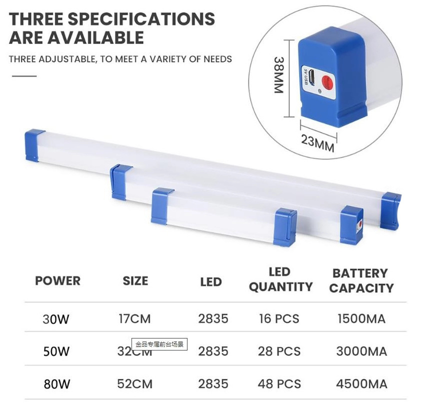 LED Light Tube T5 USB Rechargeable Magnetic Portable Emergency Camping Lamp Outdoor Light Night Market Light