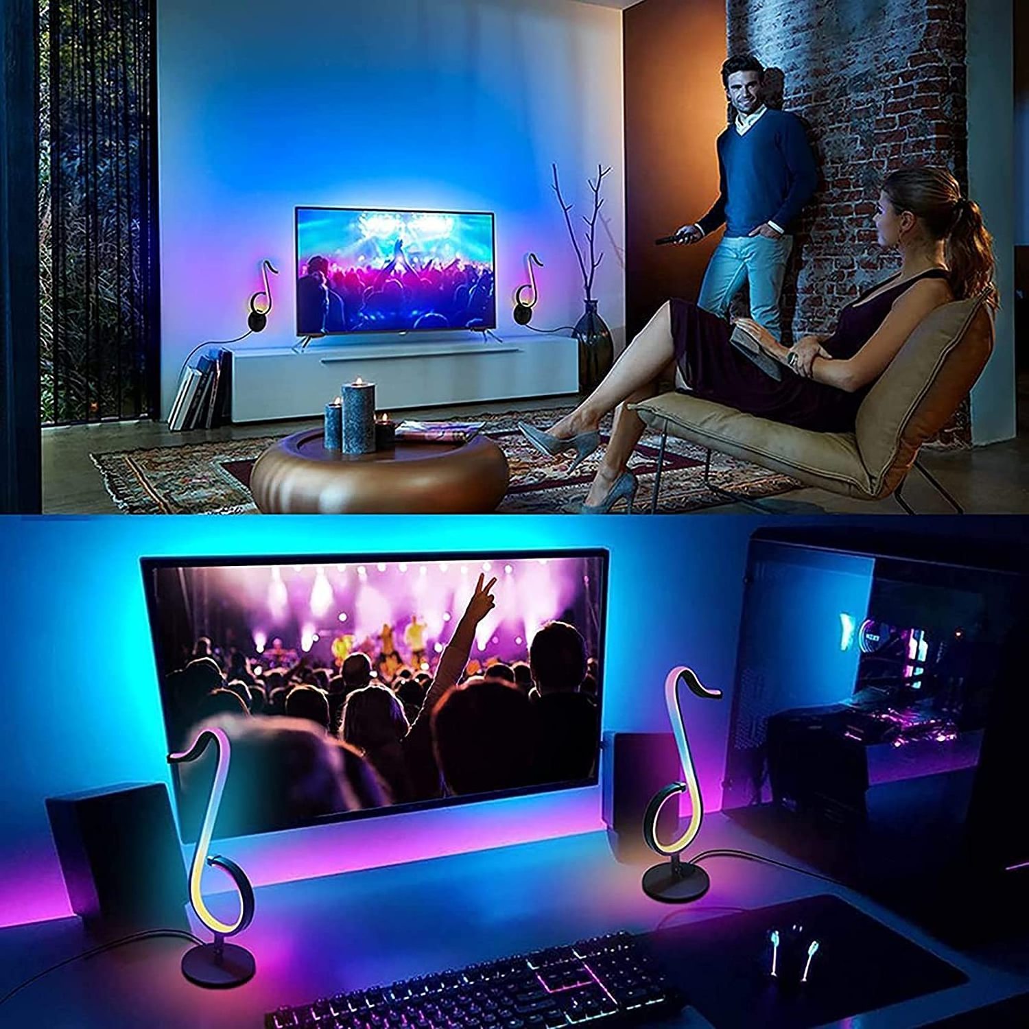 Musical Note Light RGB Symphony Table Lamp,Smart Table Lamp,Can Be Connected To Mobile Phone APP with RGB Light Color Changing