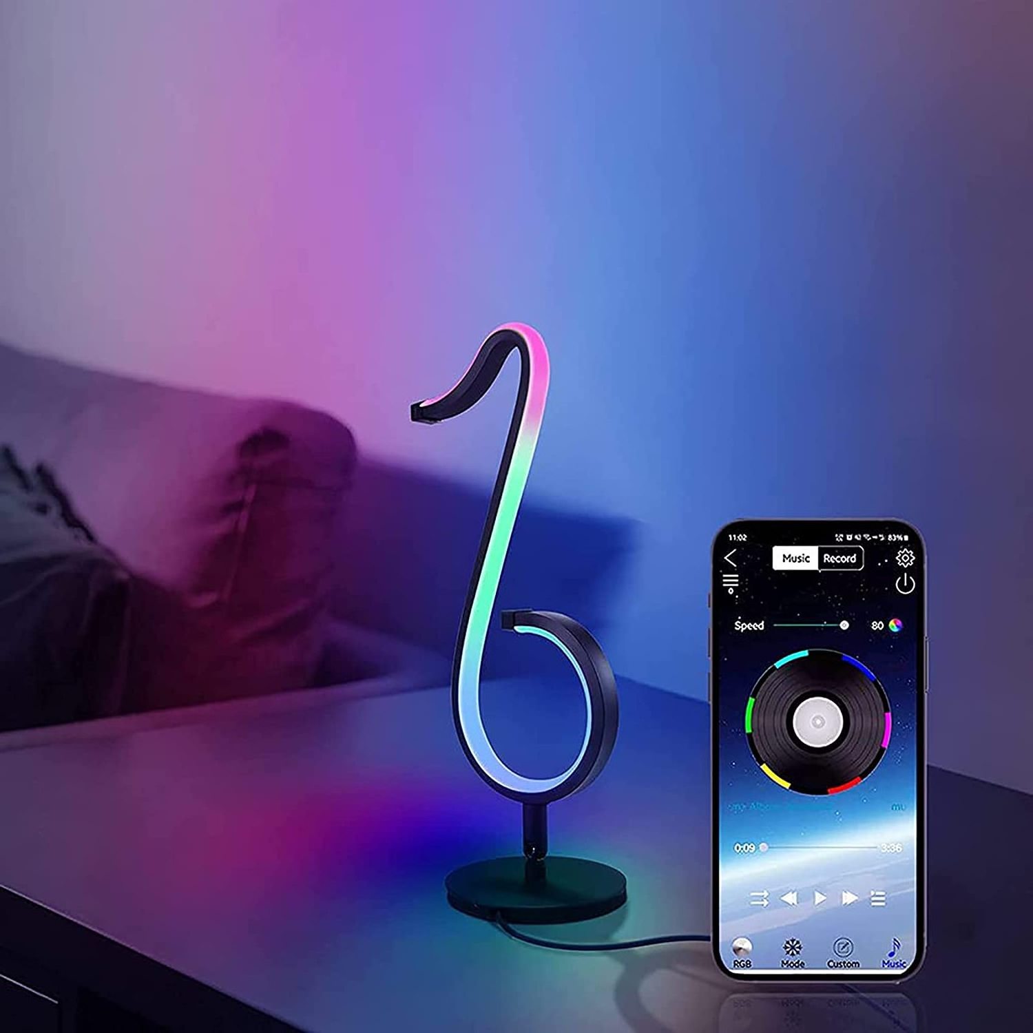 Musical Note Light RGB Symphony Table Lamp,Smart Table Lamp,Can Be Connected To Mobile Phone APP with RGB Light Color Changing