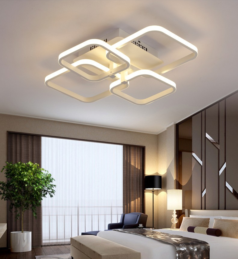 Square Modern led ceiling lights for living room bedroom study room Gold/Chrome Plated Ceiling Lamp Fixtures