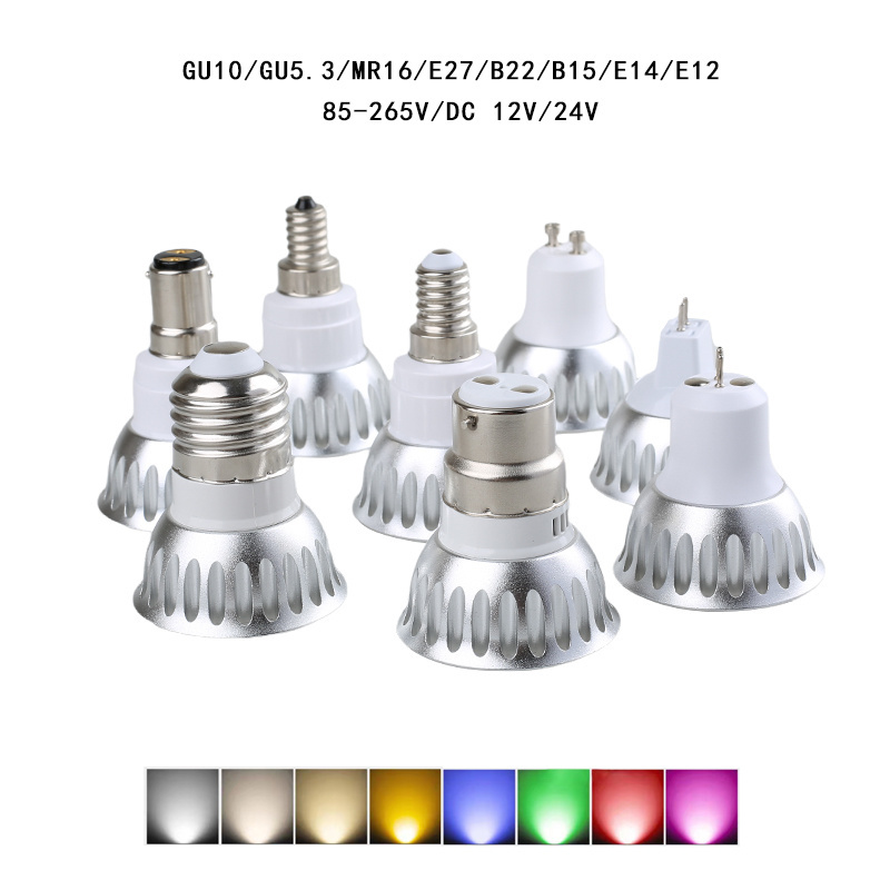 GU10 GU5.3 MR16 E27 E14 B22 B15 E12 LED Spotlight Bulb Spot Lights Lamp Warm Cool White Blue Red Green Purple 12V 24V 110V 220v