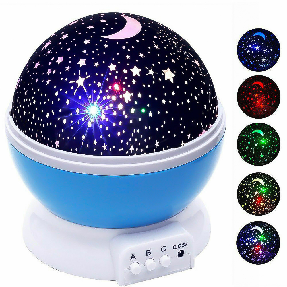 Starry Projector Lamp Children Bedroom Night LED Light Baby Lamp Decor Rotating Star Nursery Galaxy Moon  Projector Table Lamp