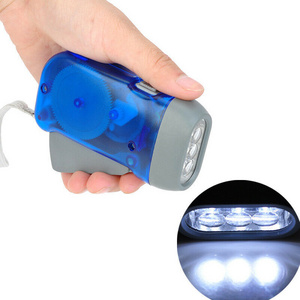 3 LED Hand Pressing Dynamo Flashlight Crank Power Wind Up Torch Light Camp Lamp