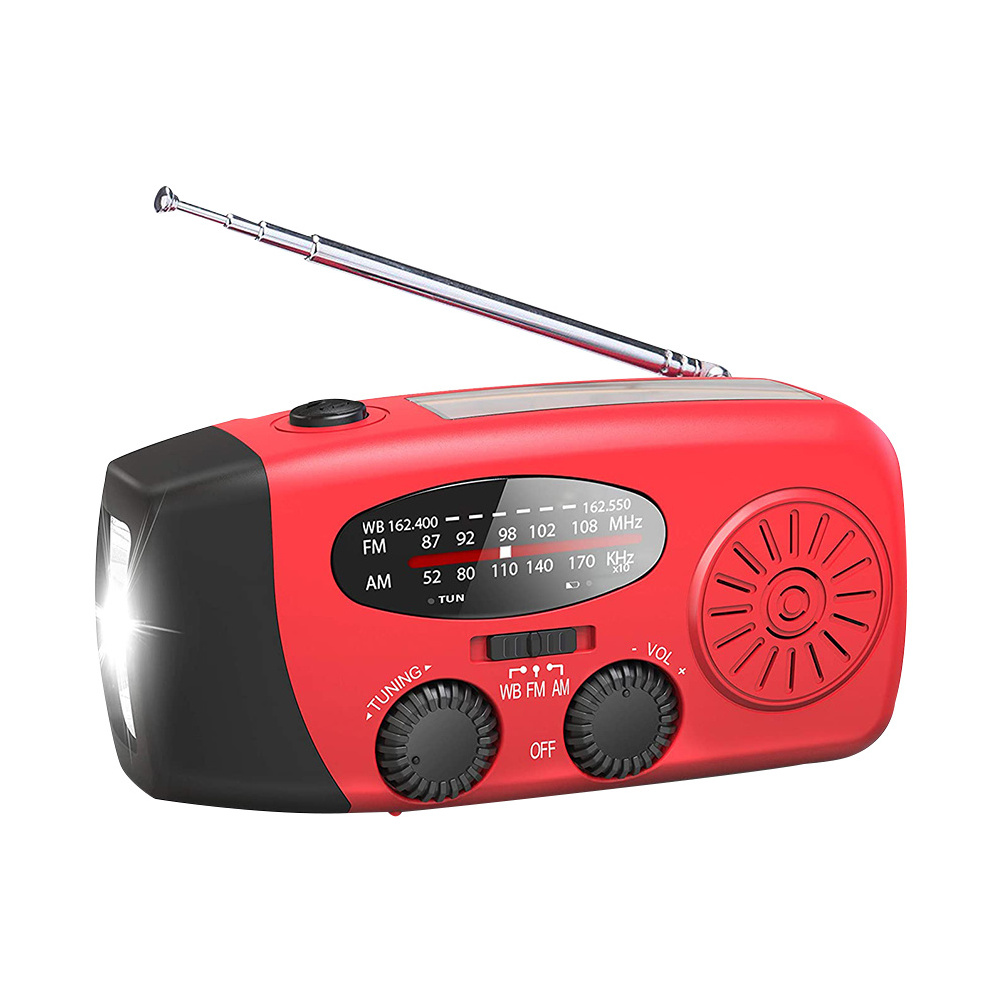 Multifunctional Hand radio Solar Crank Dynamo Powered AM/FM/NOAA Weather Radio Use Emergency LED Flashlight and Power Bank