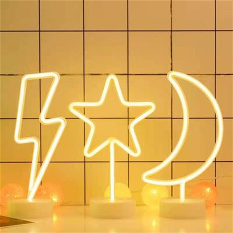 LED Star Shaped Neon Light Sign Fairy Night Light for Kids Bedroom Home Decoration for Wedding Party Festival Gifts for Children