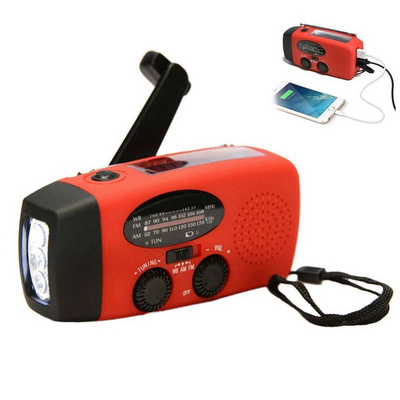 Multifunctional Hand radio Solar Crank Dynamo Powered AM/FM/NOAA Weather Radio Use Emergency LED Flashlight and Power Bank