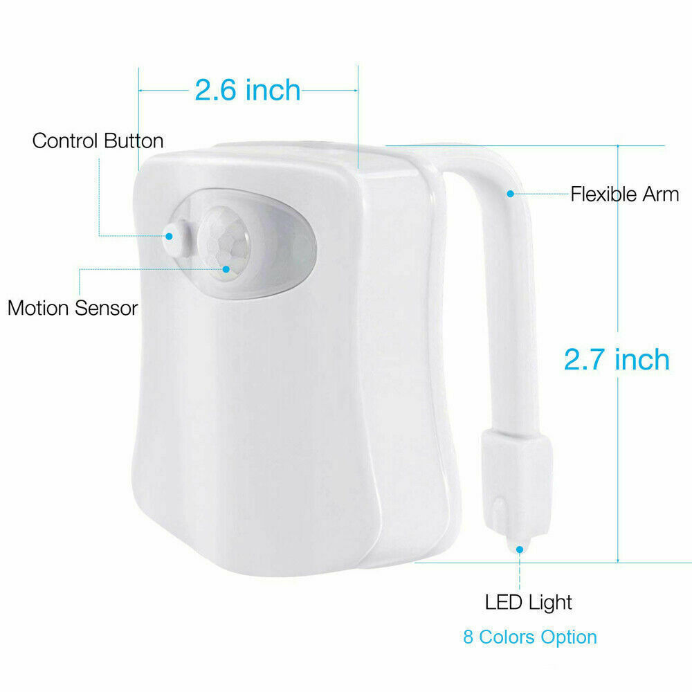 Waterproof LED Toilet Bowl Night Light PIR Motion Sensor 8 Color Changing Seat Lamp For Kids Bathroom Safe WC Toilet Bowl