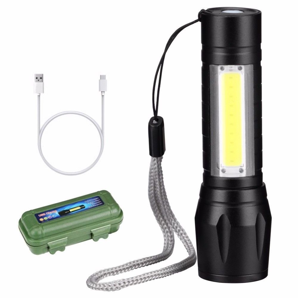 3800LM Built-in USB rechargeable Work Track light Mini Led Flashlight COB 3mode Flashlights