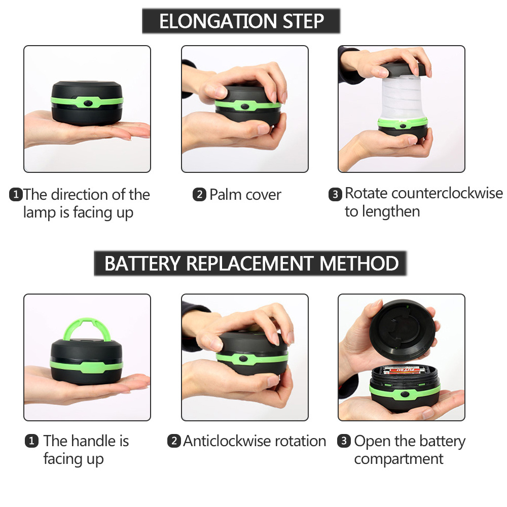 LED Telescopic Folding Camping Light Outdoor Flashlight Mini Tent Emergency Lamp